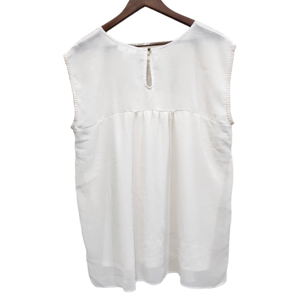 ❤️2/$18 Motherhood Maternity Cream Embroidered Flowy Top Blouse XL - Picture 4 of 7
